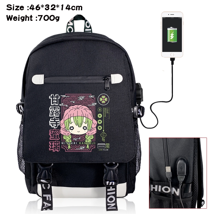 Demon Slayer Kimets USB backpack cartoon print student backpack 46X32X14CM 700G