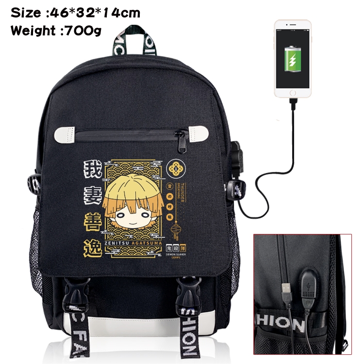 Demon Slayer Kimets USB backpack cartoon print student backpack 46X32X14CM 700G