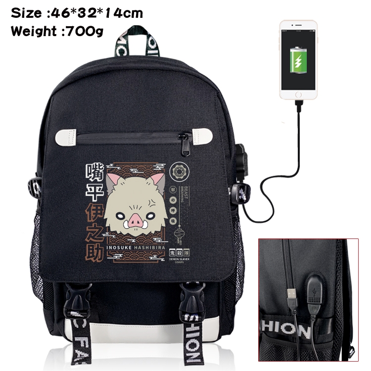 Demon Slayer Kimets USB backpack cartoon print student backpack 46X32X14CM 700G