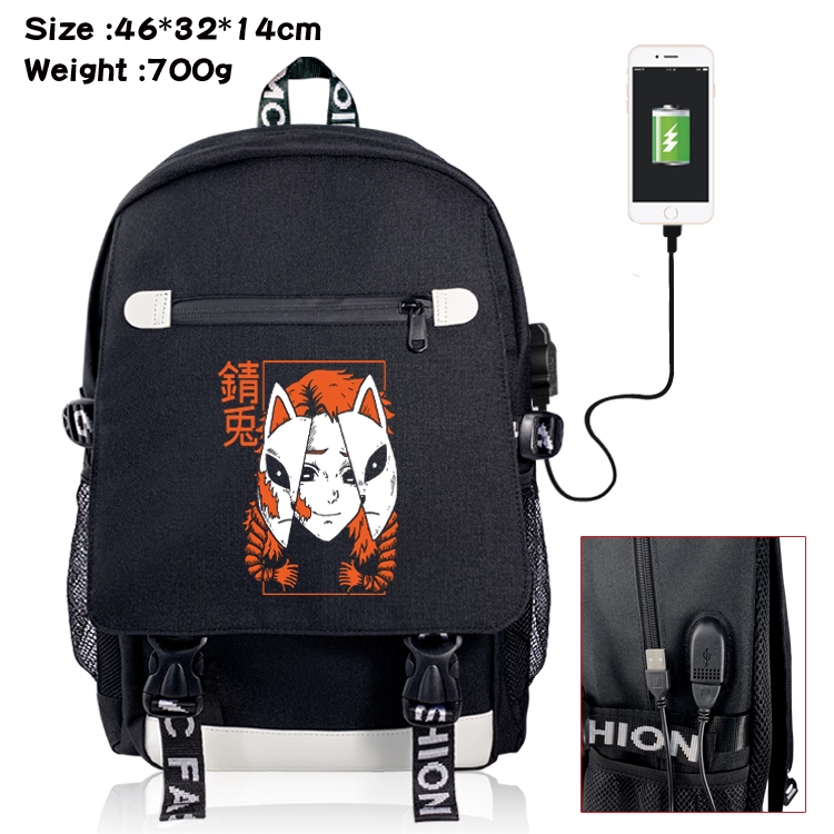 Demon Slayer Kimets USB backpack cartoon print student backpack 46X32X14CM 700G