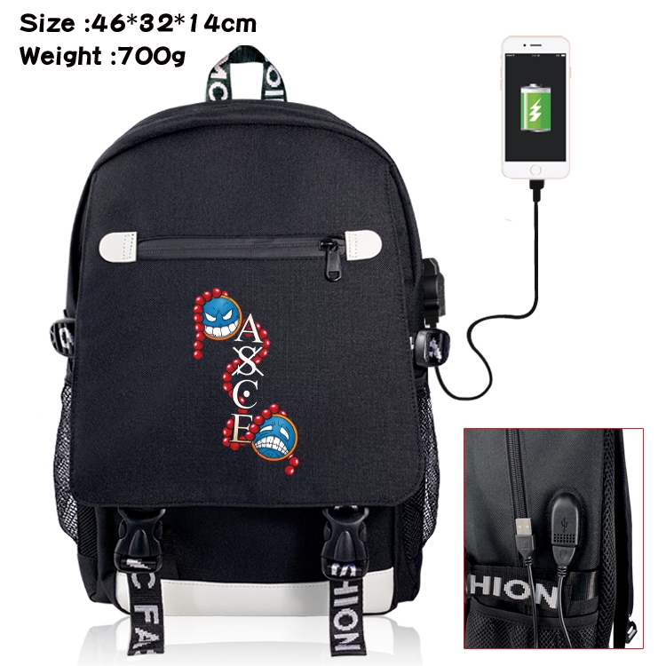 One Piece USB backpack cartoon print student backpack 46X32X14CM 700G