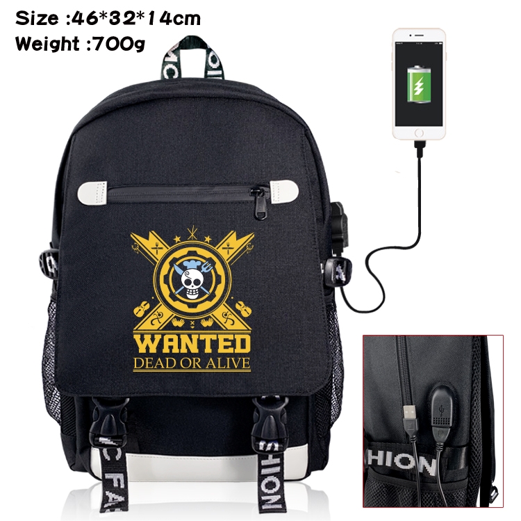 One Piece USB backpack cartoon print student backpack 46X32X14CM 700G