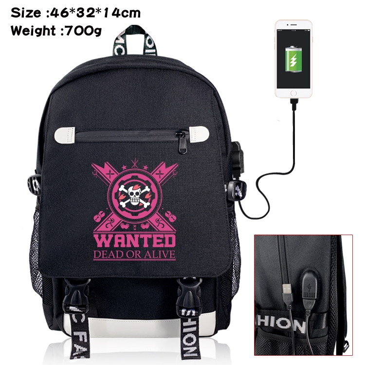 One Piece USB backpack cartoon print student backpack 46X32X14CM 700G