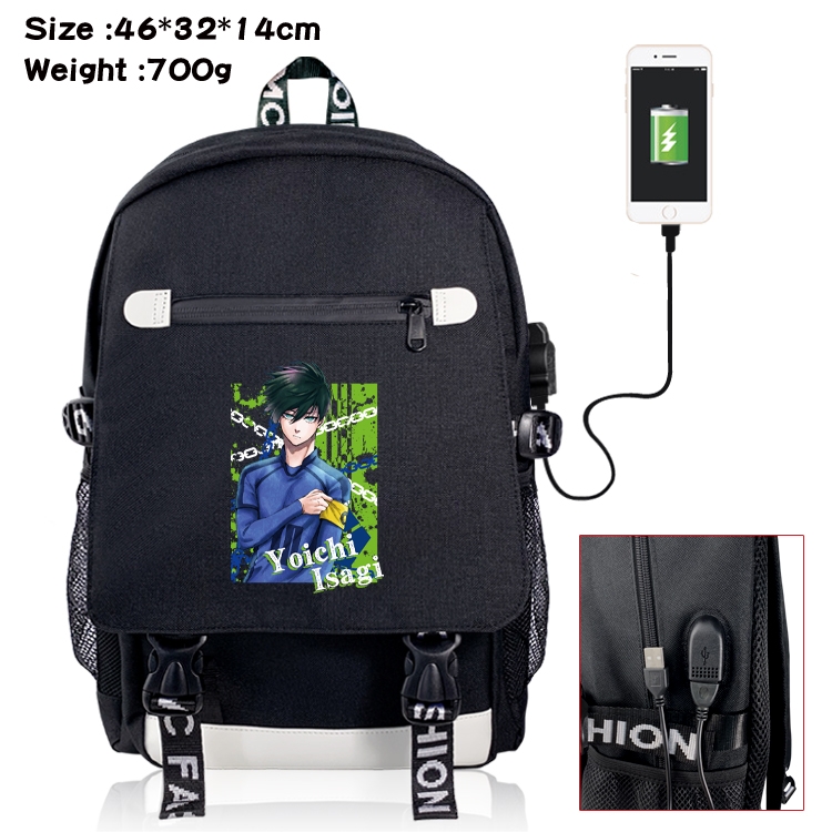 BLUE LOCK USB backpack cartoon print student backpack 46X32X14CM 700G