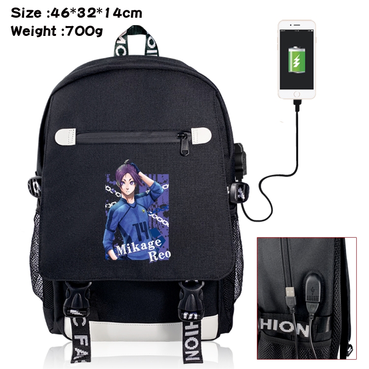 BLUE LOCK USB backpack cartoon print student backpack 46X32X14CM 700G