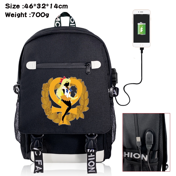 sailormoon USB backpack cartoon print student backpack 46X32X14CM 700G