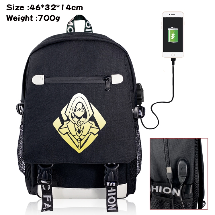 Genshin Impact USB backpack cartoon print student backpack 46X32X14CM 700G