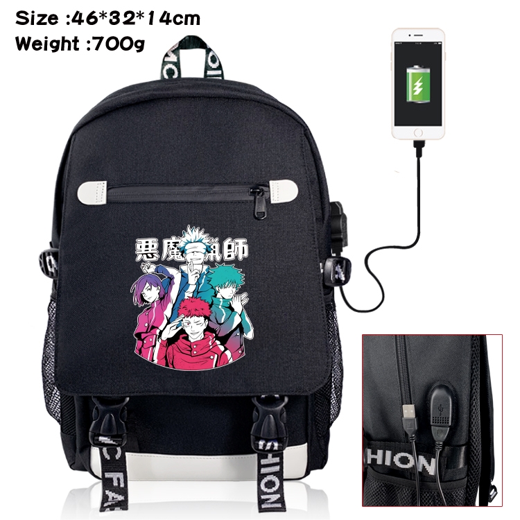 Jujutsu Kaisen USB backpack cartoon print student backpack 46X32X14CM 700G