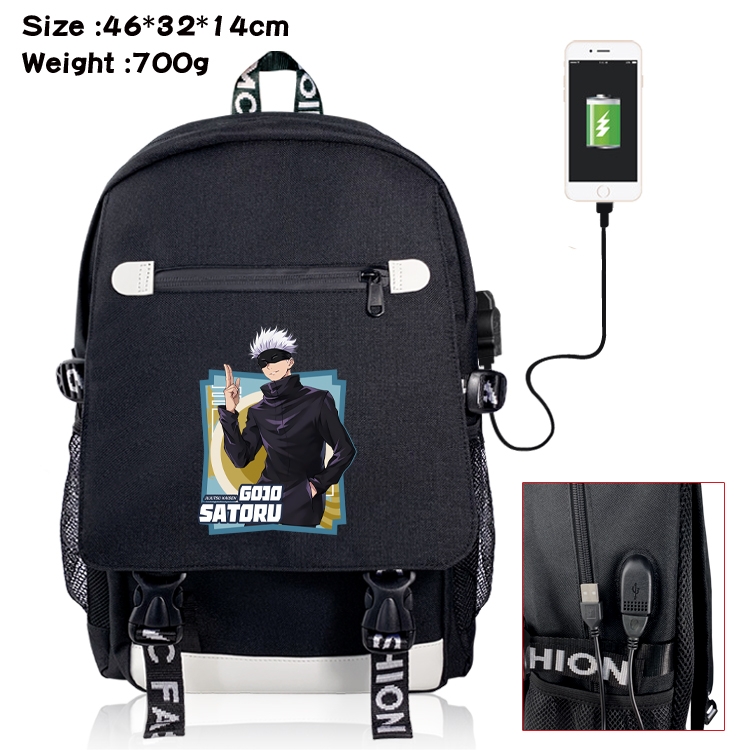 Jujutsu Kaisen USB backpack cartoon print student backpack 46X32X14CM 700G