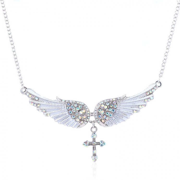 Angel wings Womens pendant with necklace and diamond OPP package price for 5 pcs N377-3