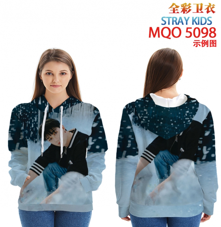 Straykids Long sleeve hooded patch pocket cotton sweatshirt from 2XS to 4XL MQO-5098