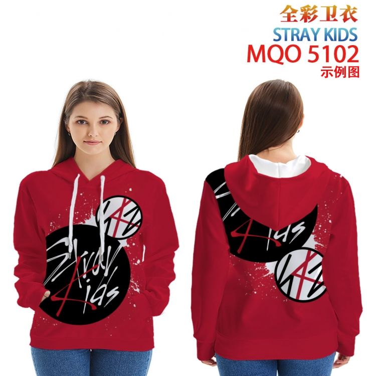 Straykids Long sleeve hooded patch pocket cotton sweatshirt from 2XS to 4XL MQO-5102