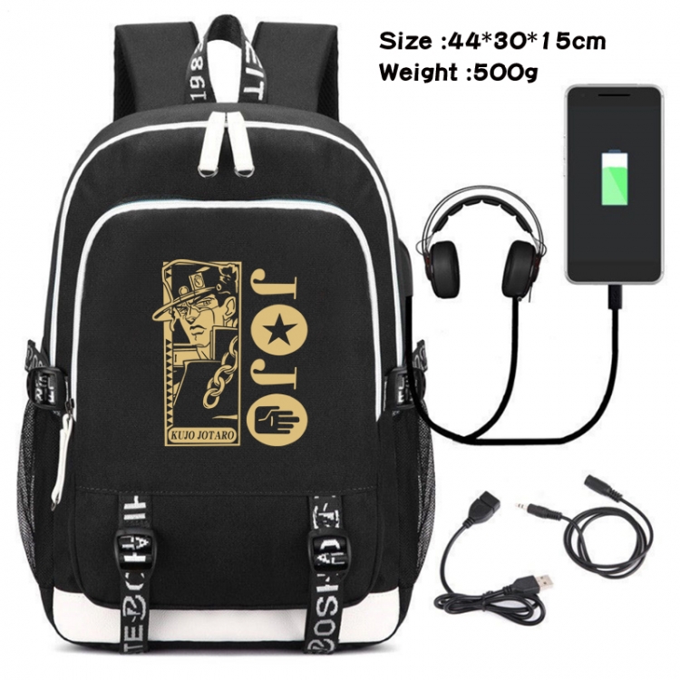 JoJos Bizarre Adventure Canvas double-shoulder white zipper data backpack waterproof schoolbag 44X30X15CM 500G