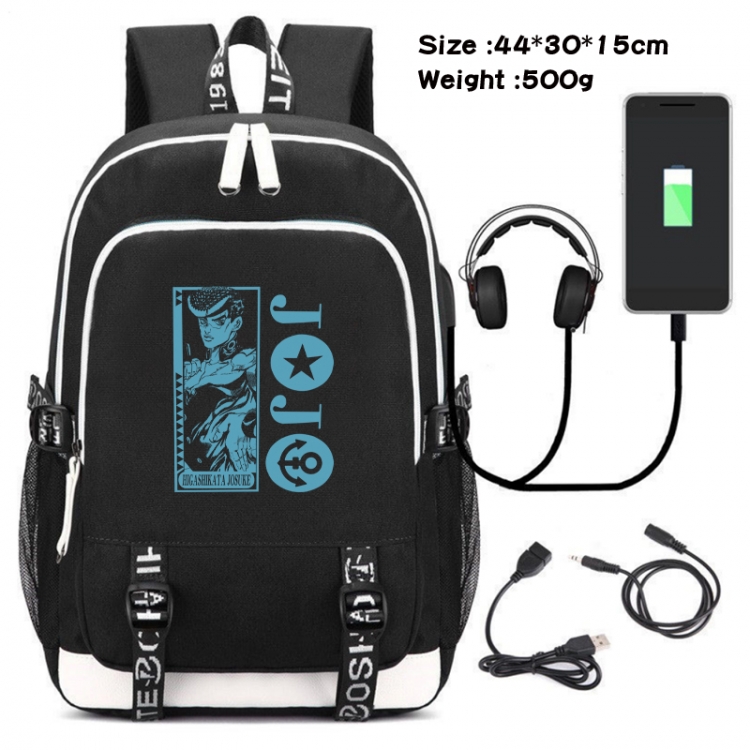 JoJos Bizarre Adventure Canvas double-shoulder white zipper data backpack waterproof schoolbag 44X30X15CM 500G