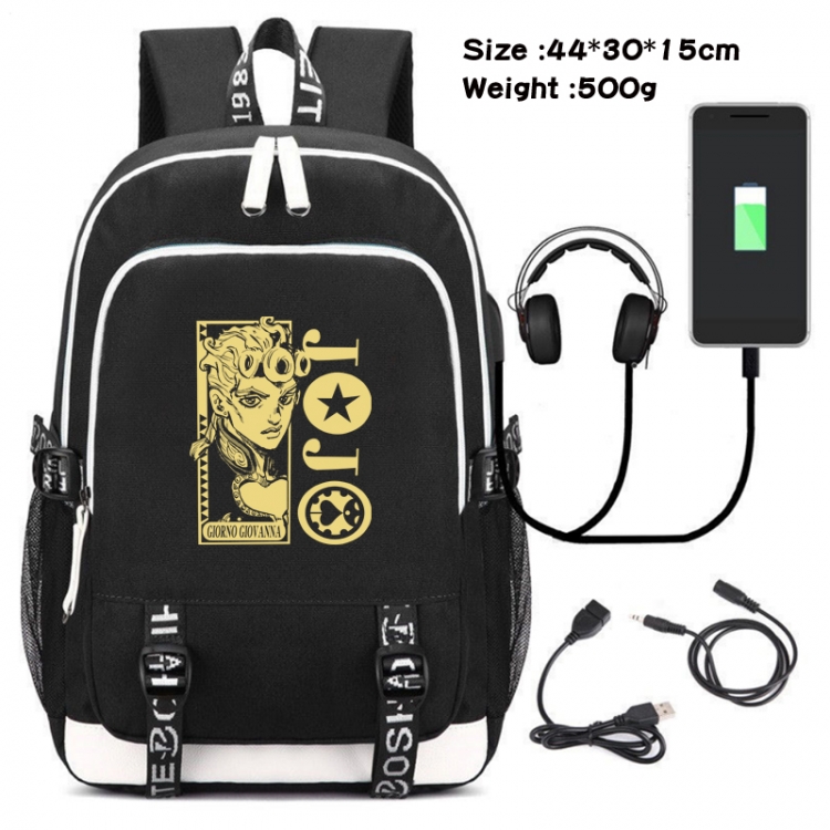 JoJos Bizarre Adventure Canvas double-shoulder white zipper data backpack waterproof schoolbag 44X30X15CM 500G