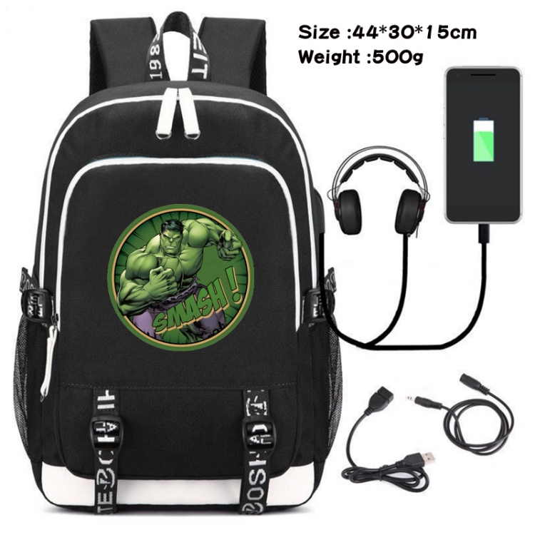 Superhero Movie Canvas double-shoulder white zipper data backpack waterproof schoolbag 44X30X15CM 500G