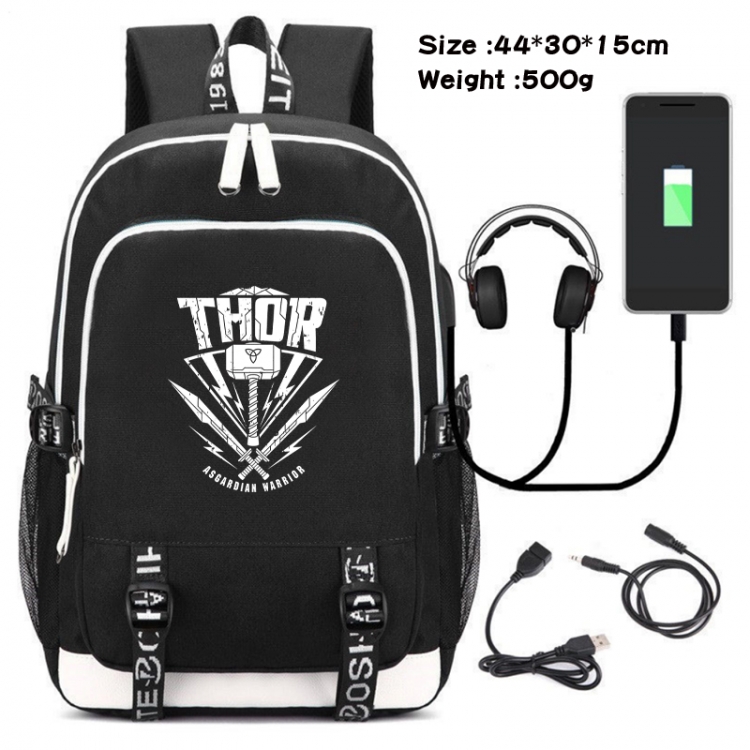 Superhero Movie Canvas double-shoulder white zipper data backpack waterproof schoolbag 44X30X15CM 500G