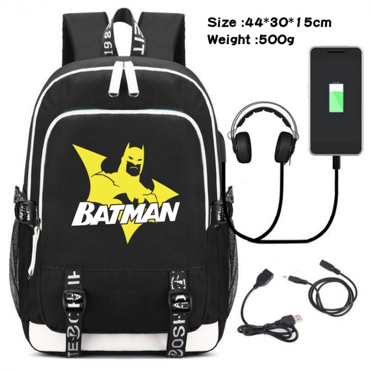 Superhero Movie Canvas double-shoulder white zipper data backpack waterproof schoolbag 44X30X15CM 500G