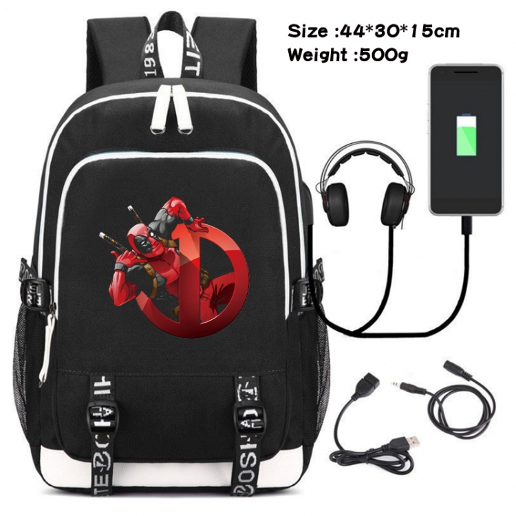 Superhero Movie Canvas double-shoulder white zipper data backpack waterproof schoolbag 44X30X15CM 500G