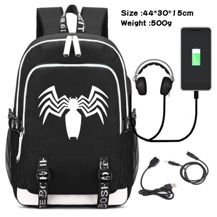 Superhero Movie Canvas double-shoulder white zipper data backpack waterproof schoolbag 44X30X15CM 500G