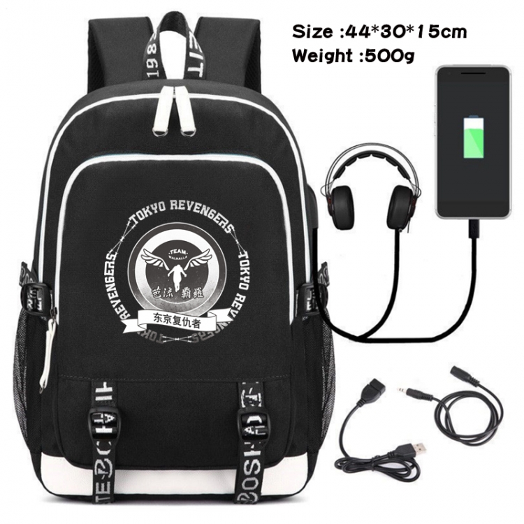 Tokyo Revengers Canvas double-shoulder white zipper data backpack waterproof schoolbag 44X30X15CM 500G