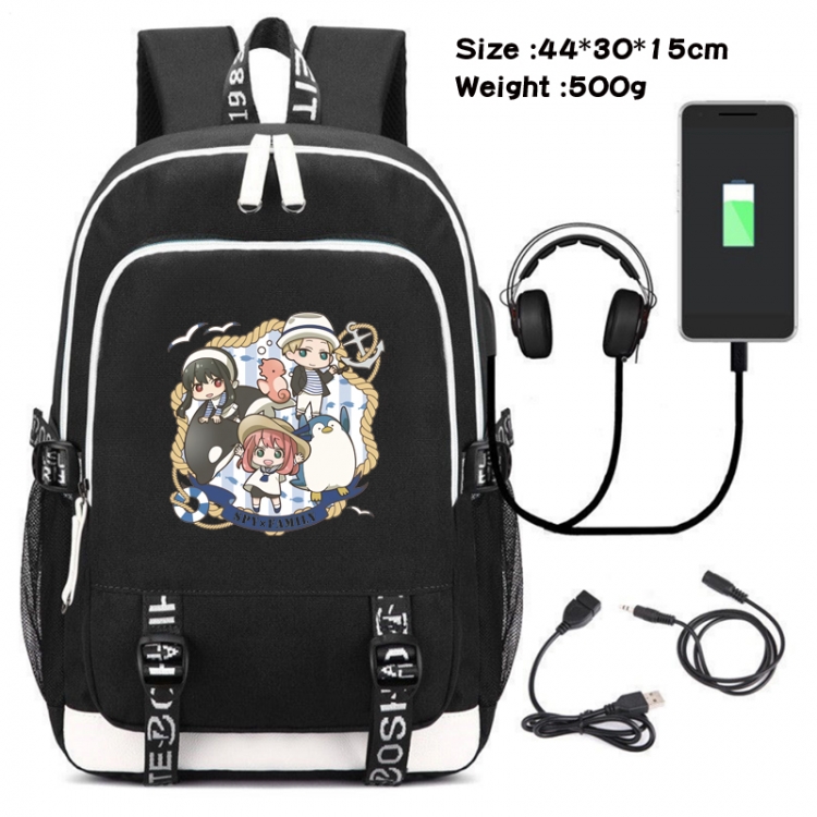 SPY×FAMILY Canvas double-shoulder white zipper data backpack waterproof schoolbag 44X30X15CM 500G