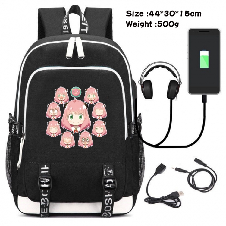 SPY×FAMILY Canvas double-shoulder white zipper data backpack waterproof schoolbag 44X30X15CM 500G