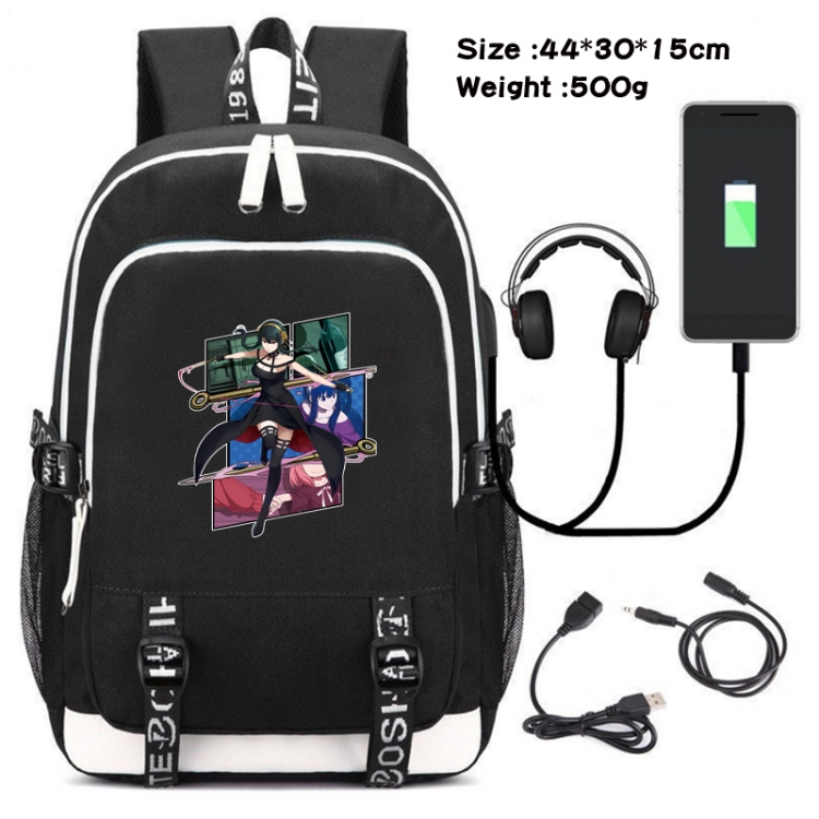 SPY×FAMILY Canvas double-shoulder white zipper data backpack waterproof schoolbag 44X30X15CM 500G