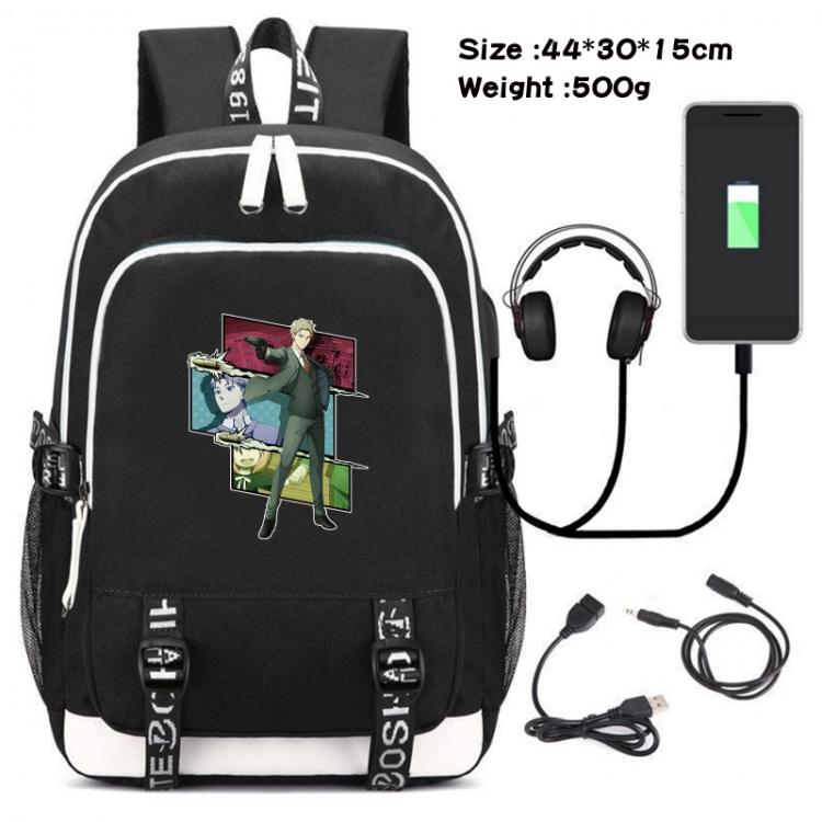 SPY×FAMILY Canvas double-shoulder white zipper data backpack waterproof schoolbag 44X30X15CM 500G