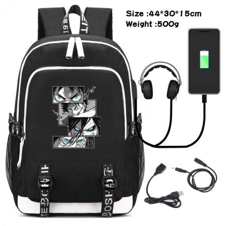 Shingeki no Kyojin Canvas double-shoulder white zipper data backpack waterproof schoolbag 44X30X15CM 500G