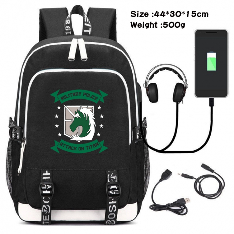 Shingeki no Kyojin Canvas double-shoulder white zipper data backpack waterproof schoolbag 44X30X15CM 500G