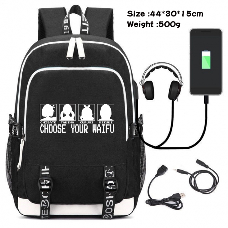 Lycoris Recoil Canvas double-shoulder white zipper data backpack waterproof schoolbag 44X30X15CM 500G