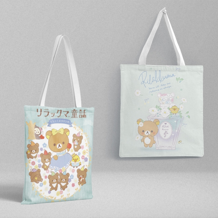 Rilakkuma Anime peripheral canvas handbag gift bag large capacity shoulder bag 36x39cm price for 2 pcs