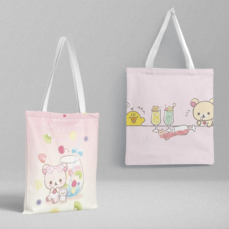 Rilakkuma Anime peripheral canvas handbag gift bag large capacity shoulder bag 36x39cm price for 2 pcs