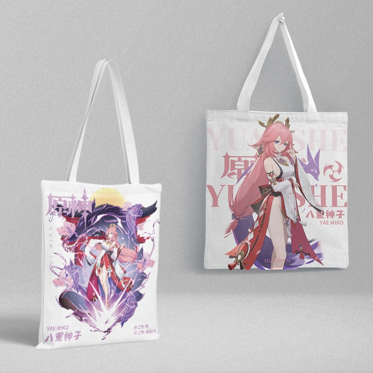 Genshin Impact Anime peripheral canvas handbag gift bag large capacity shoulder bag 36x39cm price for 2 pcs