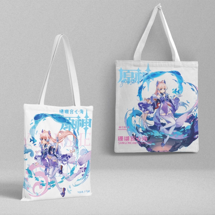 Genshin Impact Anime peripheral canvas handbag gift bag large capacity shoulder bag 36x39cm price for 2 pcs