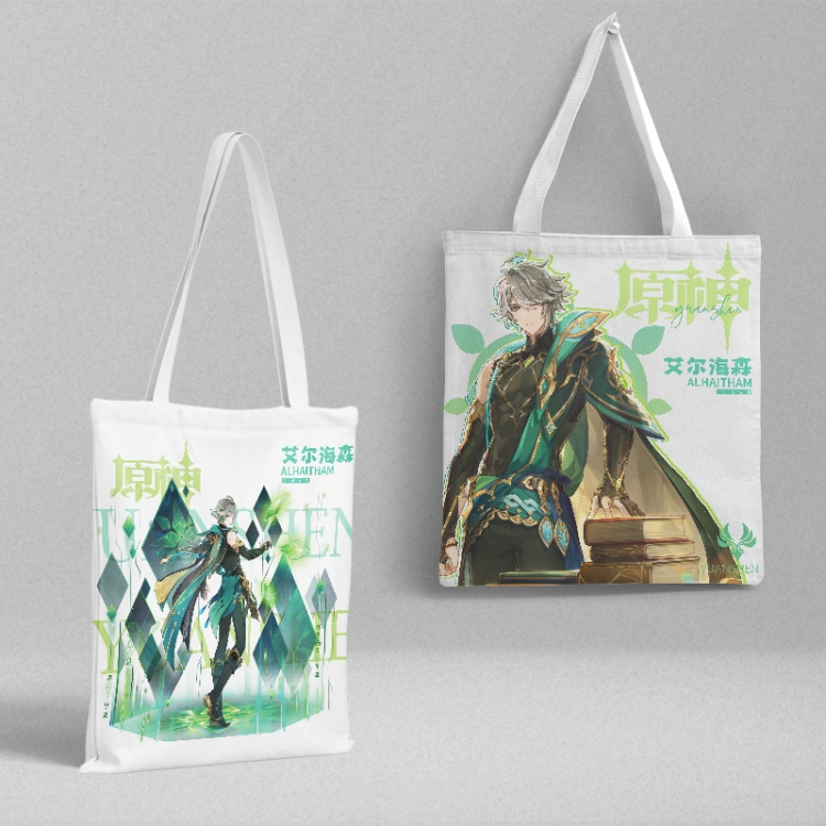 Genshin Impact Anime peripheral canvas handbag gift bag large capacity shoulder bag 36x39cm price for 2 pcs