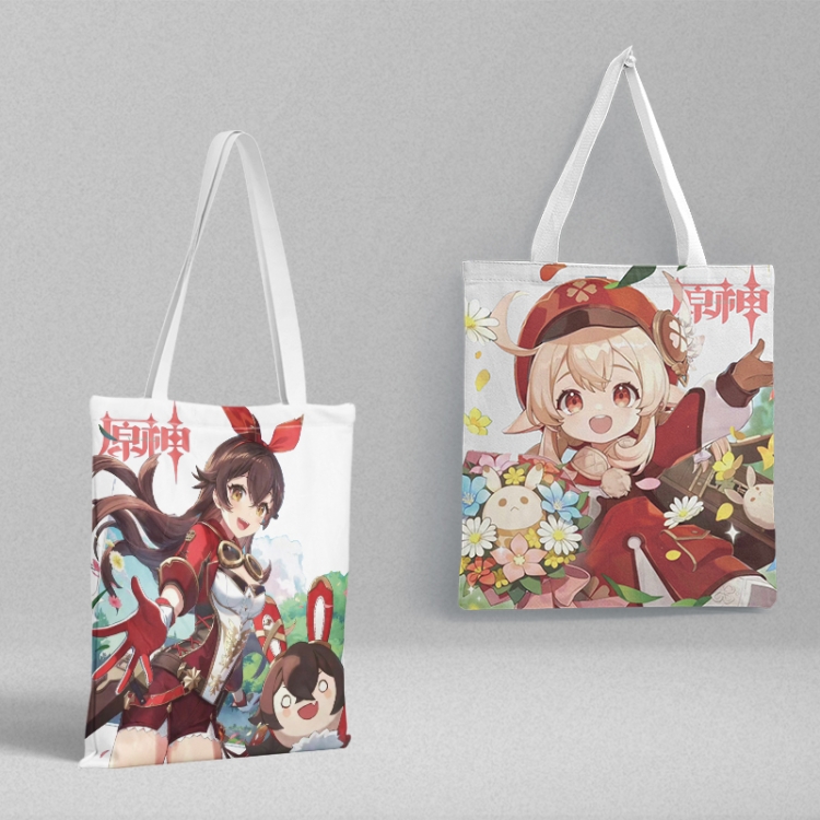 Genshin Impact Anime peripheral canvas handbag gift bag large capacity shoulder bag 36x39cm price for 2 pcs