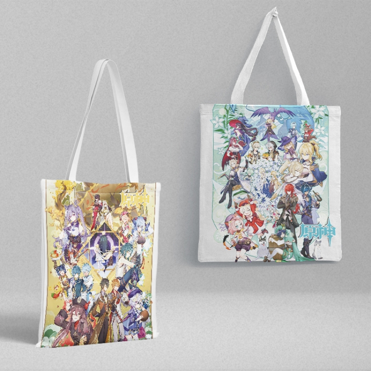 Genshin Impact Anime peripheral canvas handbag gift bag large capacity shoulder bag 36x39cm price for 2 pcs