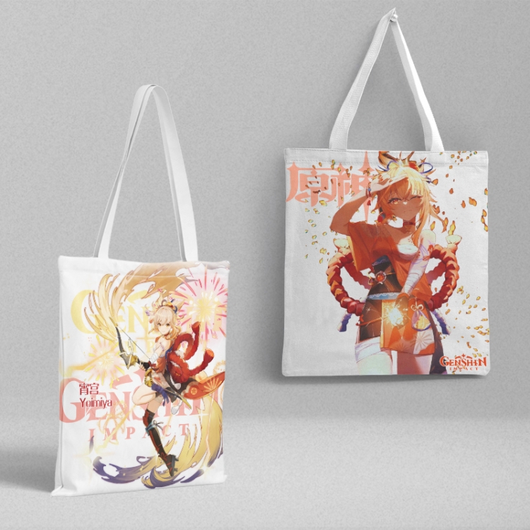 Genshin Impact Anime peripheral canvas handbag gift bag large capacity shoulder bag 36x39cm price for 2 pcs