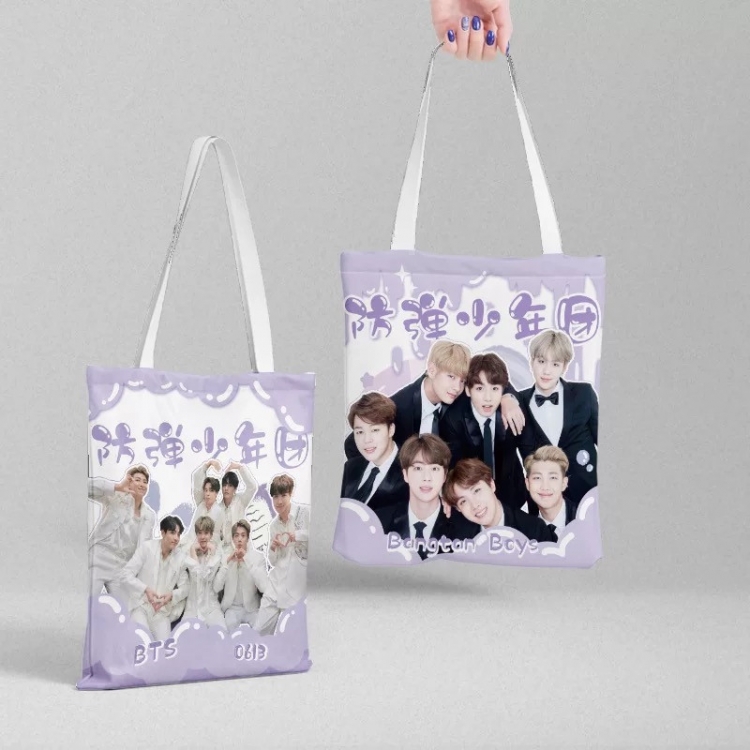 BTS Anime peripheral canvas handbag gift bag large capacity shoulder bag 36x39cm price for 2 pcs