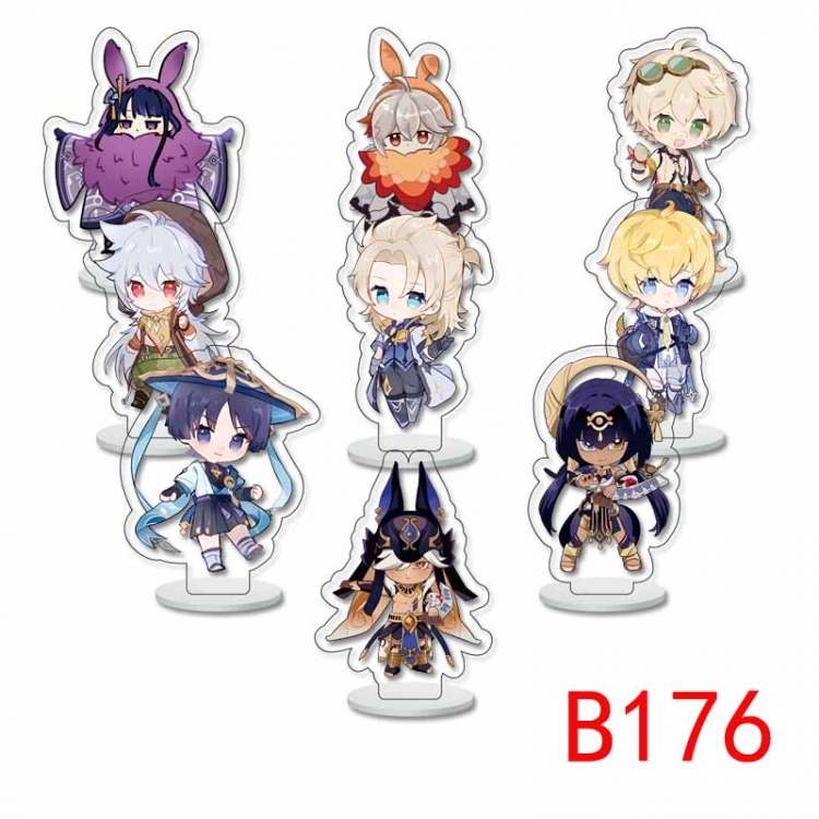 Genshin Impact Anime Character acrylic Small Standing Plates  Keychain 6cm a set of 9 B176