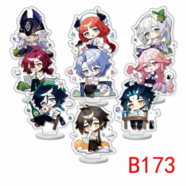 Genshin Impact Anime Character acrylic Small Standing Plates  Keychain 6cm a set of 9 B173