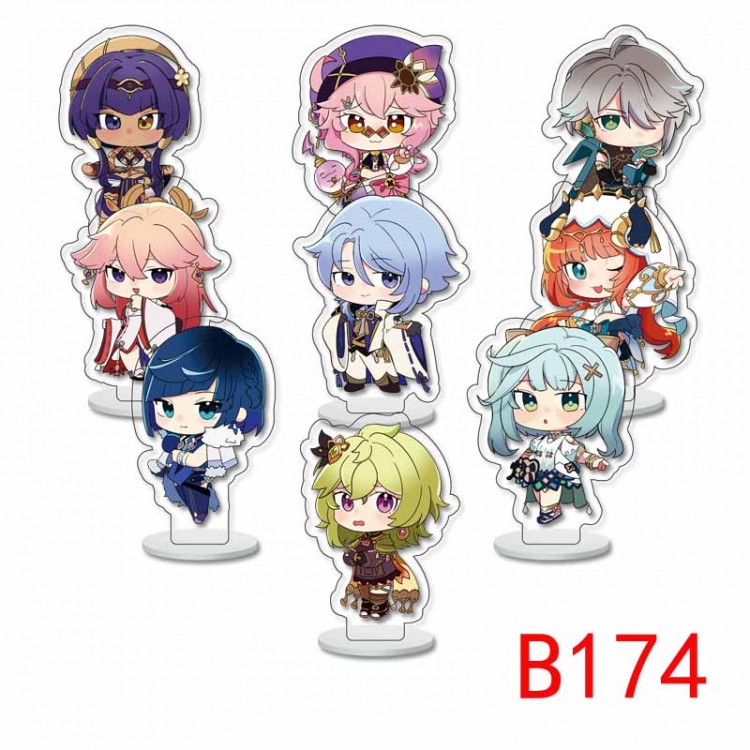 Genshin Impact Anime Character acrylic Small Standing Plates  Keychain 6cm a set of 9 B174