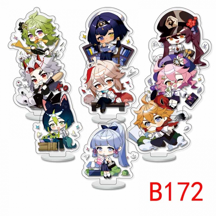 Genshin Impact Anime Character acrylic Small Standing Plates  Keychain 6cm a set of 9 B172