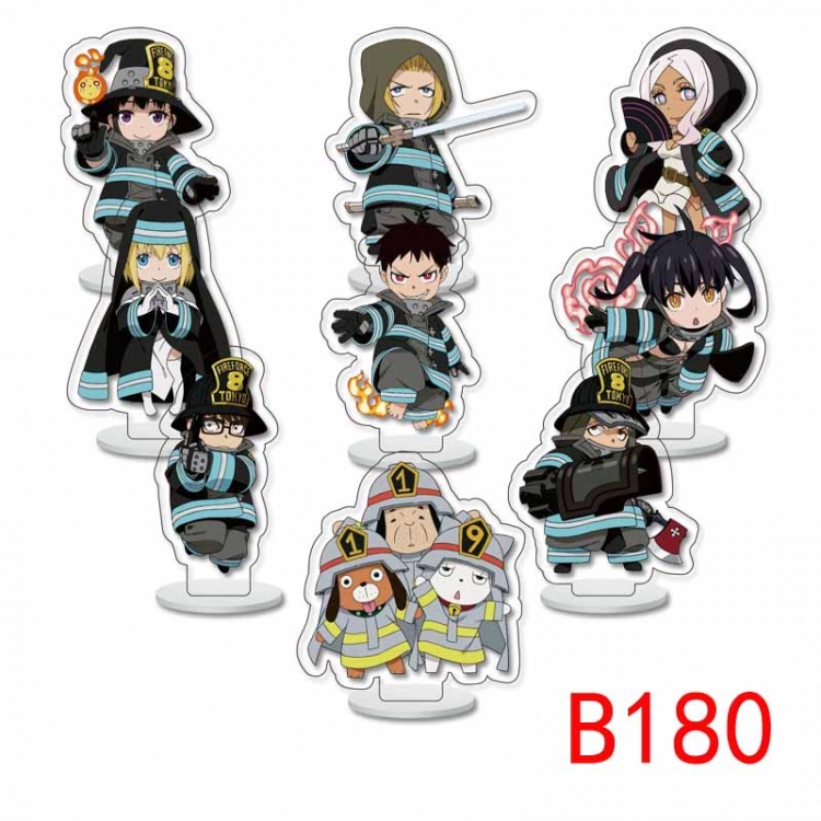 Yanyan Fire Brigade Anime Character acrylic Small Standing Plates  Keychain 6cm a set of 9 B180