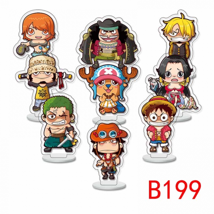One Piece Anime Character acrylic Small Standing Plates  Keychain 6cm a set of 9 B199