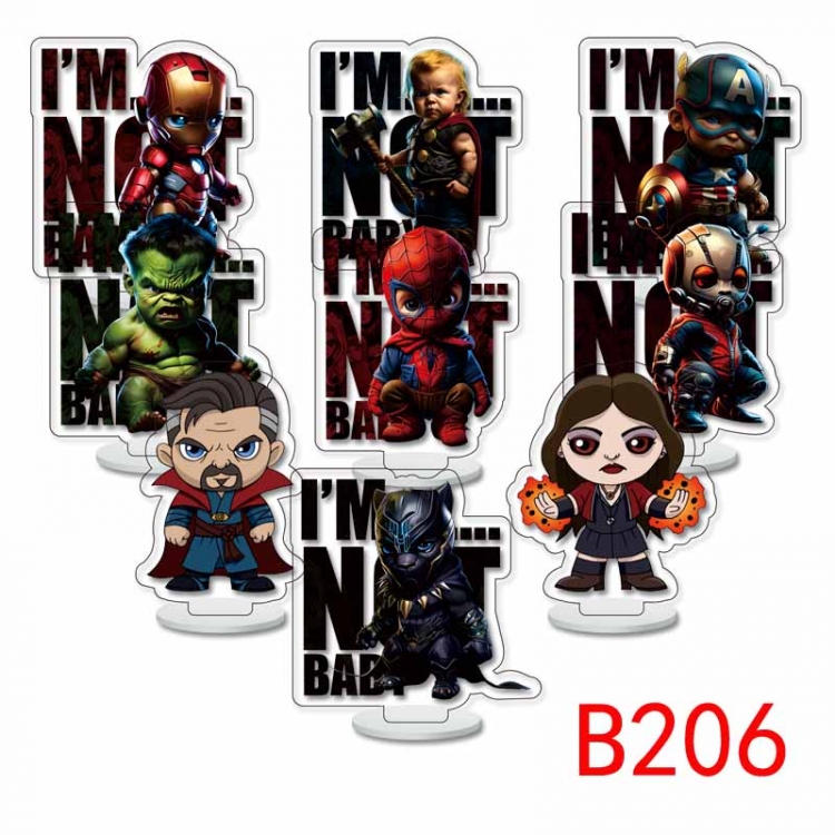 Marvel Anime Character acrylic Small Standing Plates  Keychain 6cm a set of 9 B206