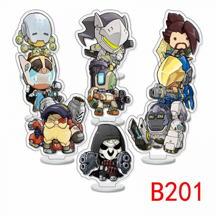 Overwatch Anime Character acrylic Small Standing Plates  Keychain 6cm a set of 9 B201