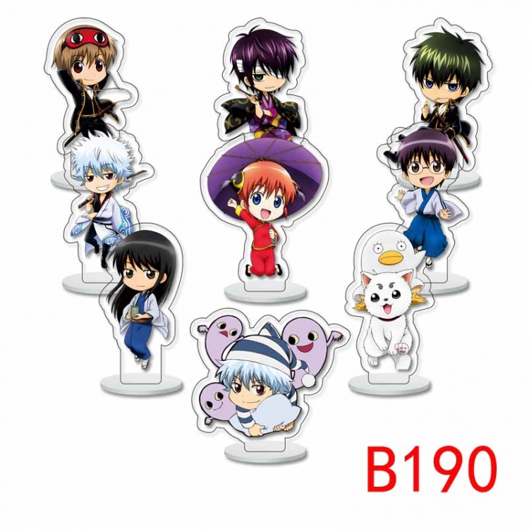 Gintama Anime Character acrylic Small Standing Plates  Keychain 6cm a set of 9 B190